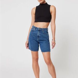 Abrand Women's Carrie Blue Denim Shorts - longer denim shorts